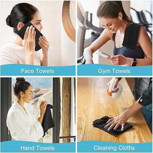 Miniatura 8 de Orighty Paquete de 5 toallas faciales de microfibra, altamente absorbentes y suaves al tacto, toallas de mano para baño, hotel, spa y gimnasio, 11.5