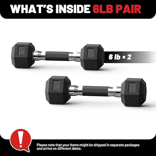 Miniatura 9 de papababe Dumbbell Set Rubber Encased Hex Dumbbell Free Weights Dumbbells Set Home Weight Set with Rack A.SET:150LB+RACK, A.SET:300LB, B.2X5LB,