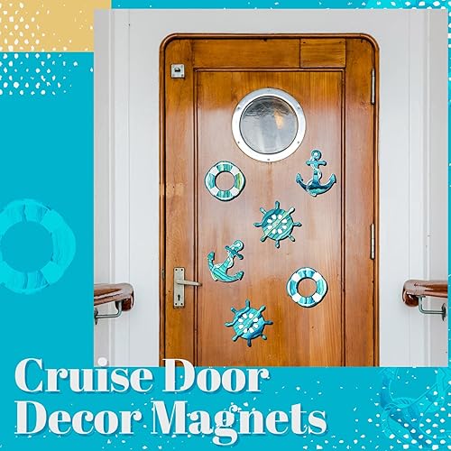 Miniatura 2 de 6 piezas de decoración magnética para puerta de crucero, calcomanías de anclaje de barco, refrigerador, anillo de salvavidas para volante, letrero