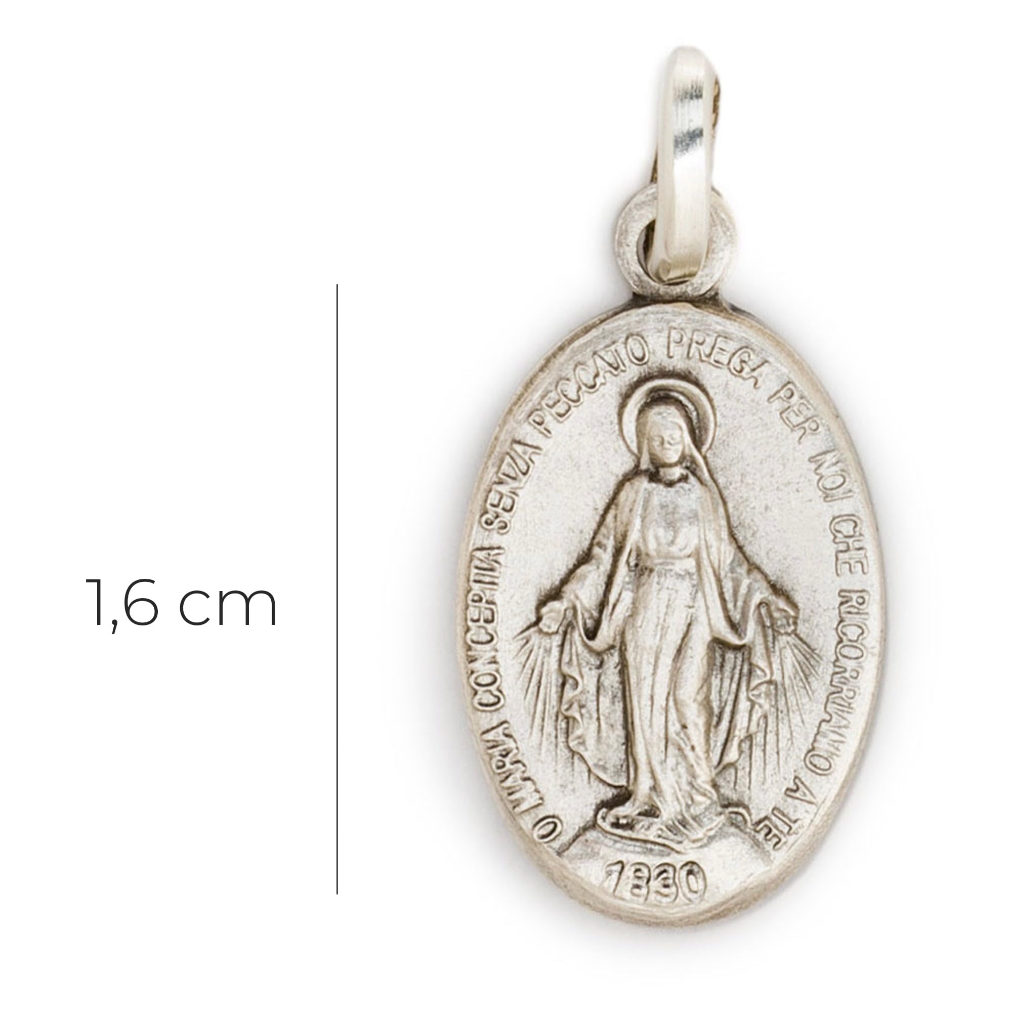 SHALOM - Medaglia Miracolosa In argento 925. Altezza 1,6 Cm