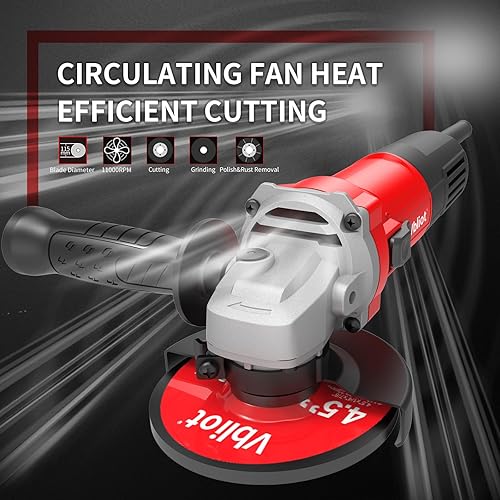 Miniatura 8 de VBLIOT Amoladora angular de 780 W de 4-12 pulgadas potente herramienta amoladora de 6 amperios con interruptor de paleta y protector giratorio de
