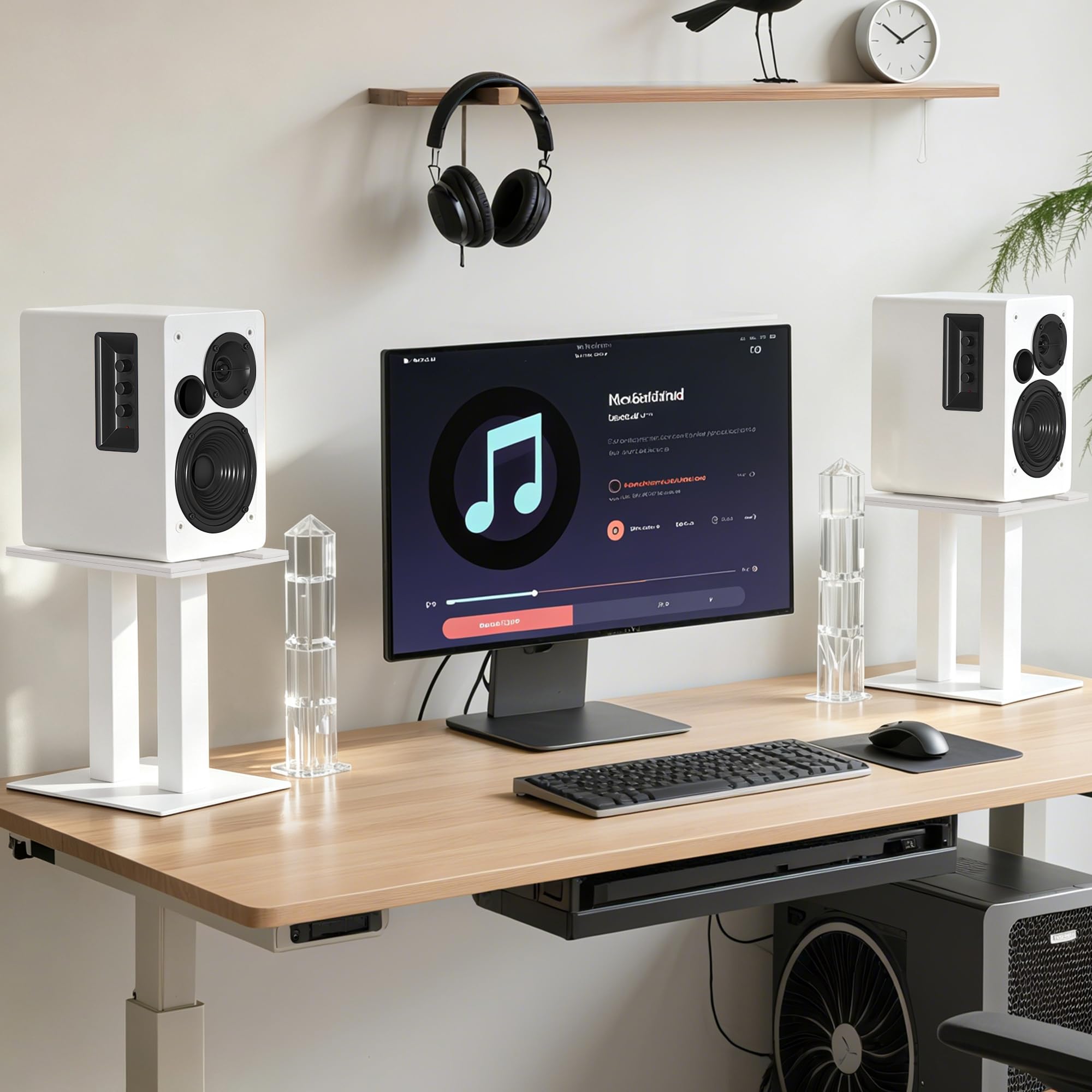 OUUTMEE Set di 2 supporti per altoparlanti da ufficio, fino a 13 kg, grande