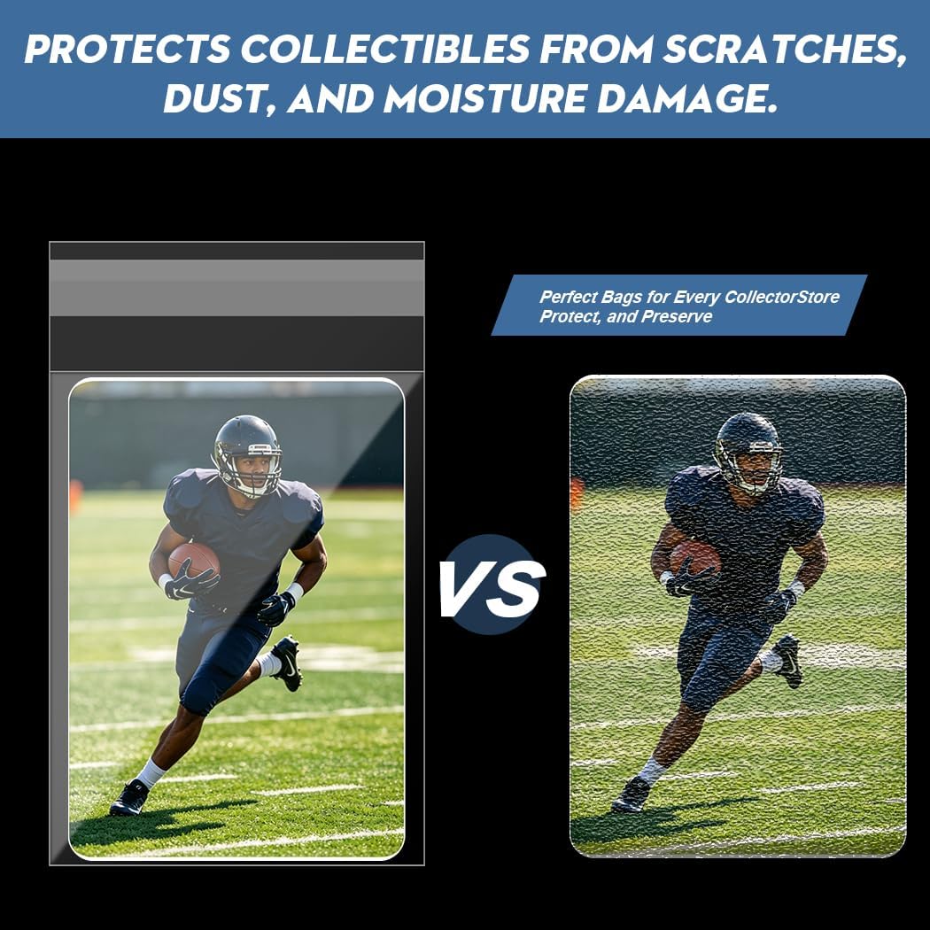500ct Resealable Team Bags for Trading Cards, Acid-Free Clear Card Bags, Holds 35 Loose Cards or 5 Rigid Card Holders, Archival Quality, Fit for Graded Card Protection