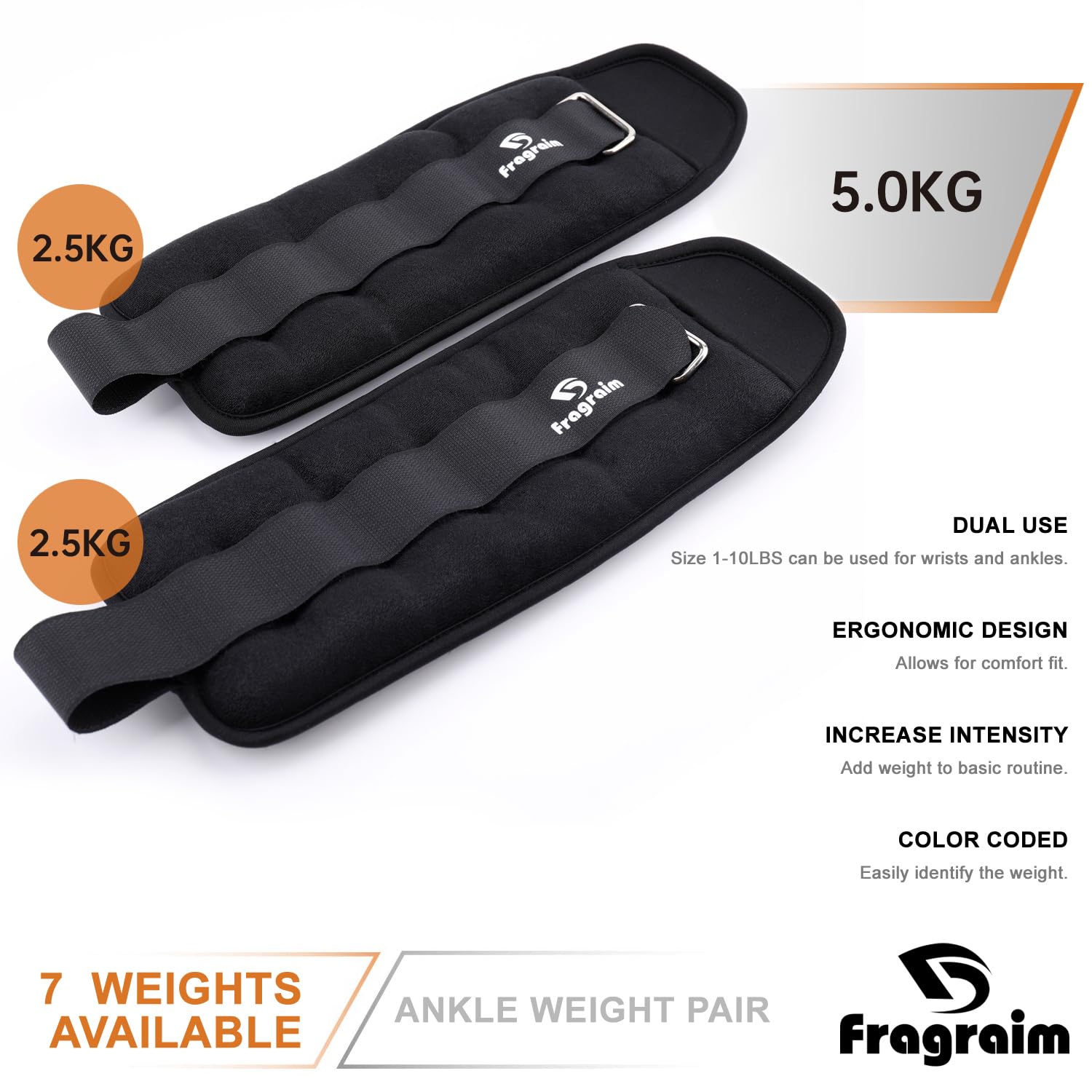 Pesi per caviglia, 2,5 kg x 2 pezzi, per donne, uomini, comodi e morbidi, perfetti per pilates, danza, corsa, passeggiate, fitness, allenamento