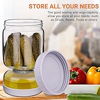 Vista 3 de Pickle Jar, Pickle and Olive Hourglass Jar Pickle Juice Separator from Wet and Dry, Upgrade Food-grade ABS Lid and BPA Free Hourglass Pickle Jar for