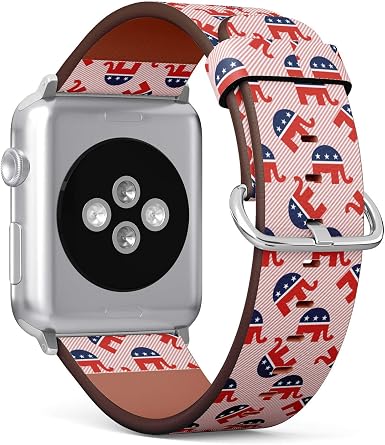Amazon.com: Correa de piel con diseño de elefantes republicanos en rayas  rojas, compatible con Apple Watch Series 4/3/2/1 gen, reemplazo de correas  iWatch de 1.654 in/1.732 in : Deportes y Actividades al
