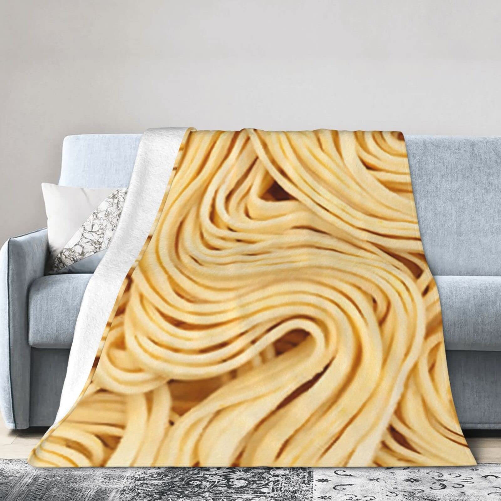 Ramen Überwurfdecke Mit Kissenbezug – 203 X 152 Cm, Weiche Mikrofaser, Lustiges Nudel-Design