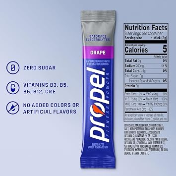 Propel Grape Electrolyte Powder Packets, Zero Sugar, 8 Count