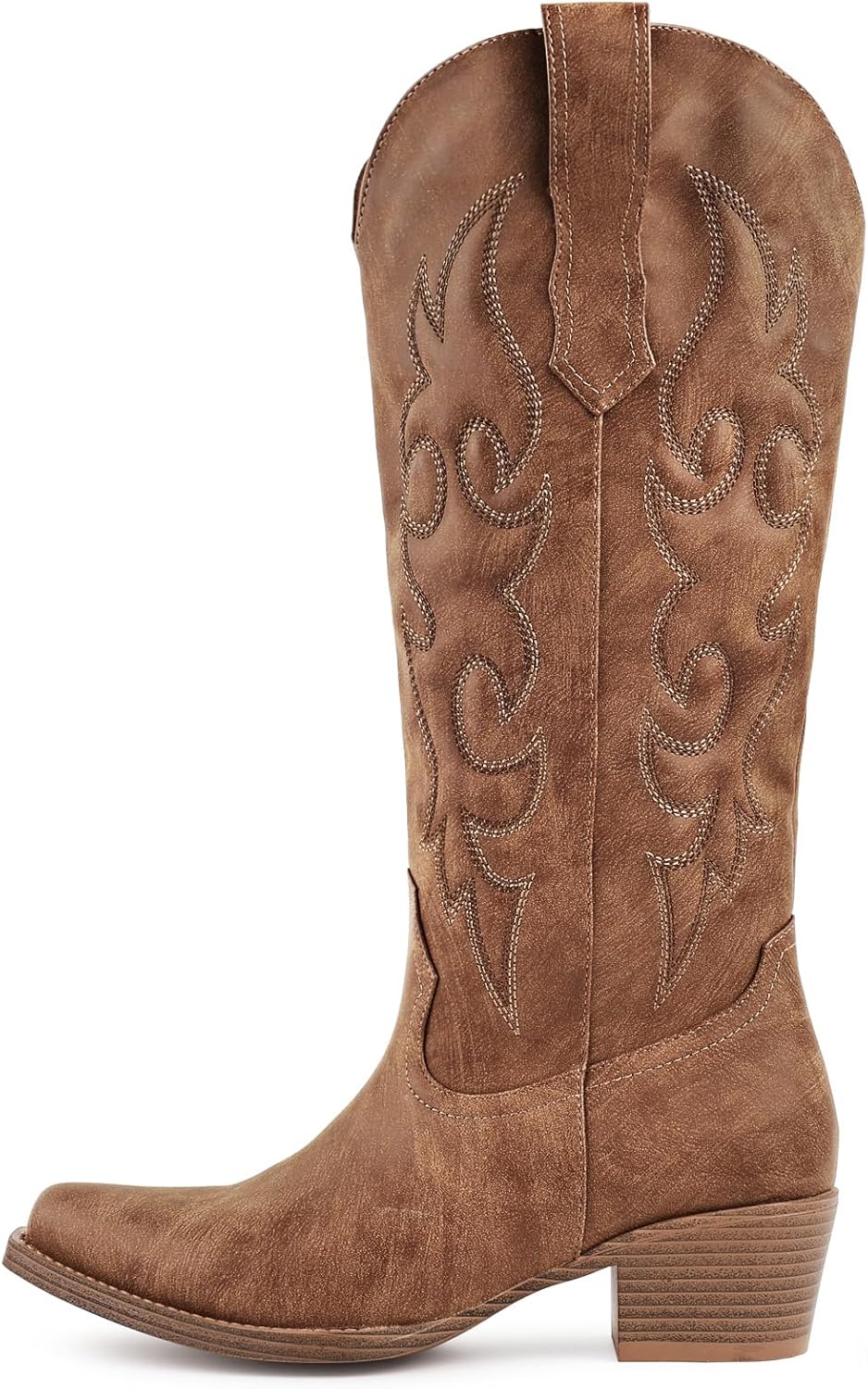 Cowboy Boots for Women Knee High – Western Cowgirl Boots with Snip Toe, Side Zipper, Padded Embroidery, Chunky Heel, Womens Cowboy Boots for Festival, Daily Wear & Rodeo