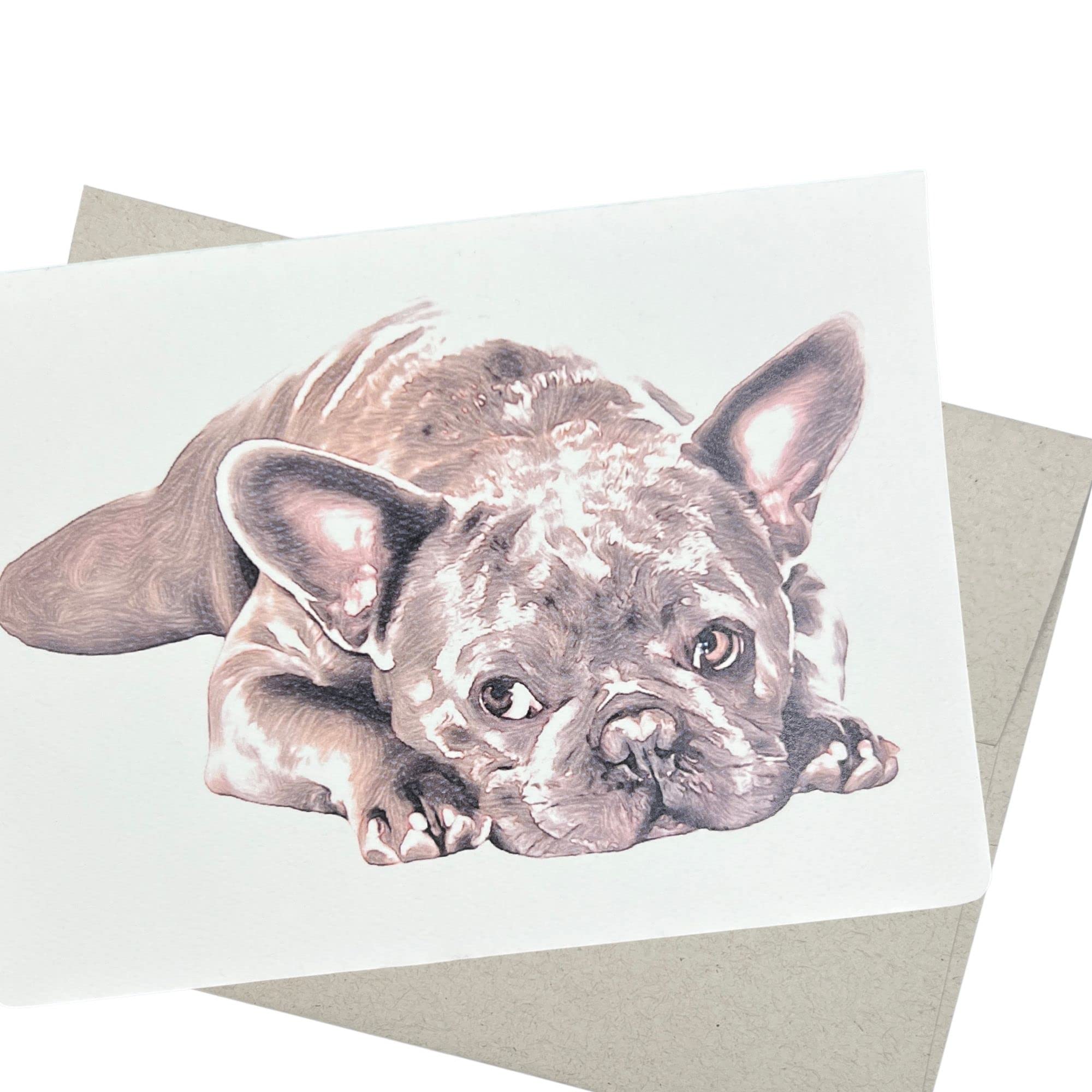 Groomers Margins French Bulldog Greeting Card (5X7 Inch, 1 Textured Blank Card) Frenchie Birthday Card and Dog Stationery for Anniversary, Wedding,