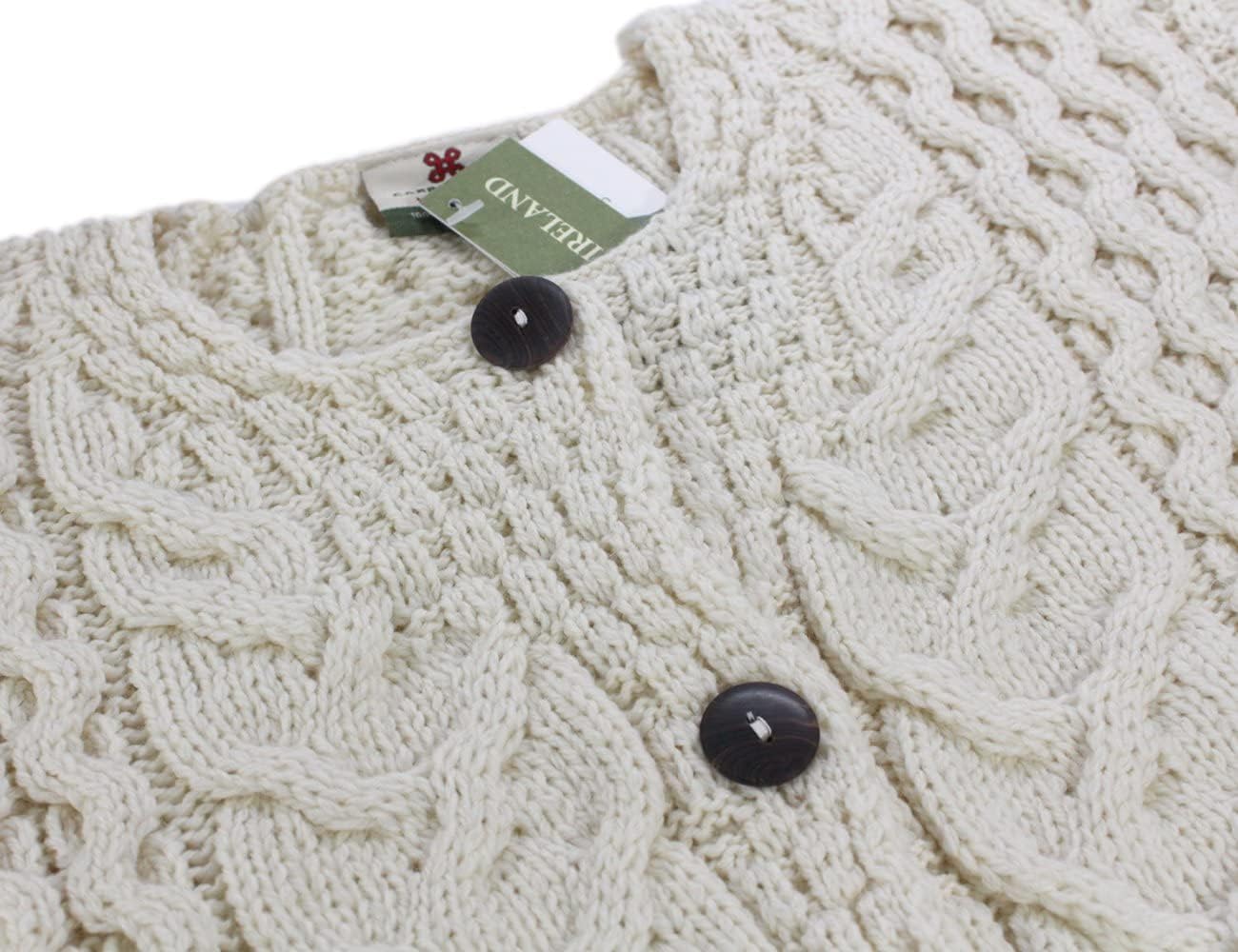 Ladies Irish Cable Knit Merino Wool Cardigan for Women Made in Ireland