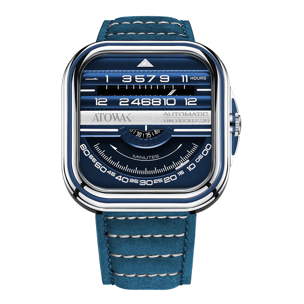 ATOWAK Windows Series Automatic Mechanical Watch Stainless Steel Analog Sport Square Luxury Watch Reloj with Genuine Leather Straps Fashion Wrist Accessories Gift for Men, Blue, Mechanical,Self-winding (B0B6PTRR71) Amazon Price History, Amazon Price Tracker