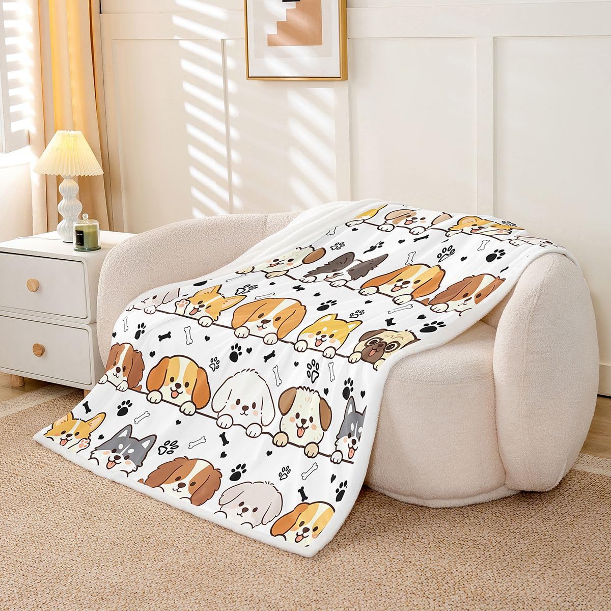 Homewish Süße Tiere Kuscheldecke Flauschig 229x229cm