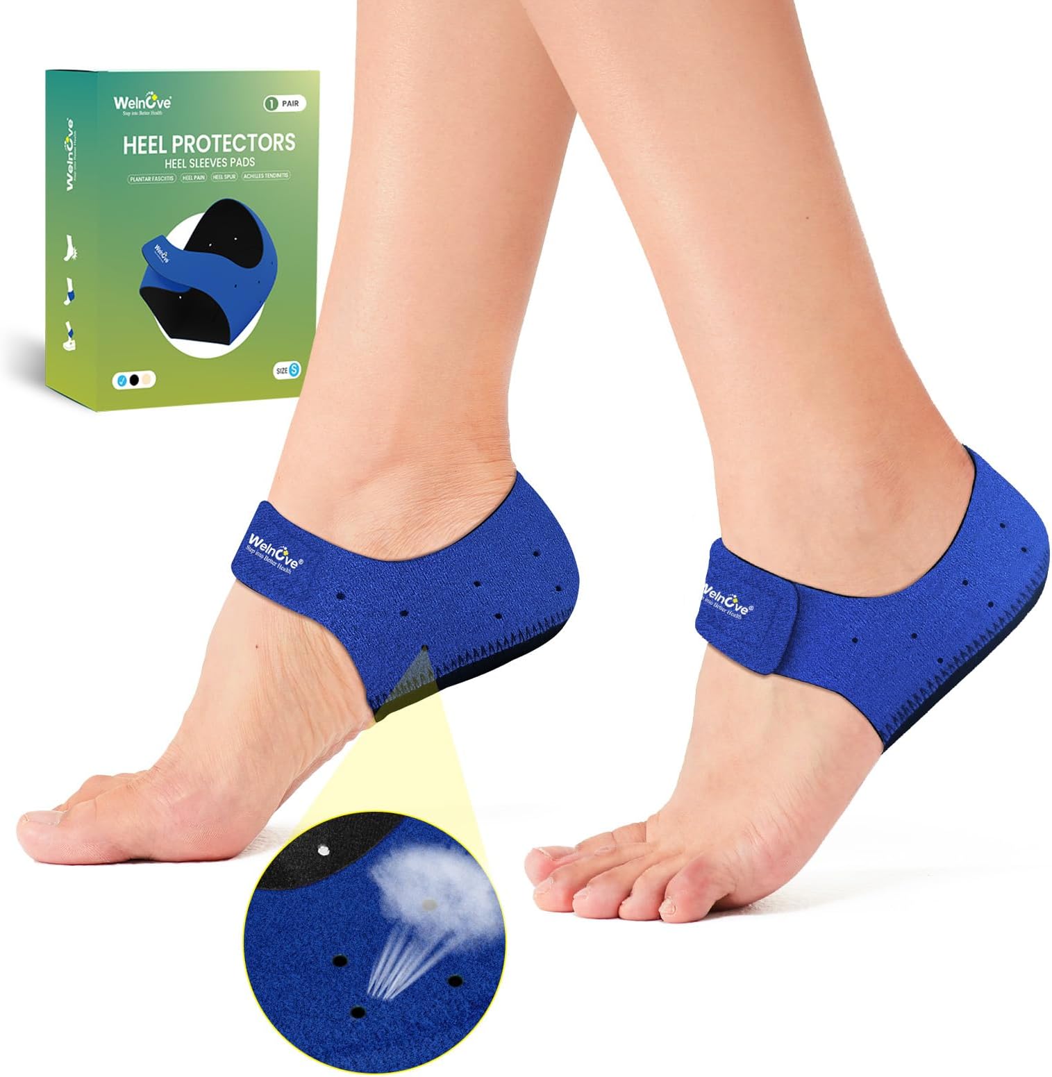 Heel Protector Cups for Women Shoes - Welnove Heel Inserts Pads for Plantar Fasciitis Relief, Heel Support Cushion for Heel Pain Heel Spur Achilles Tendinitis Dry Cracked Heels(W 4.5-9 / M 5-8)
