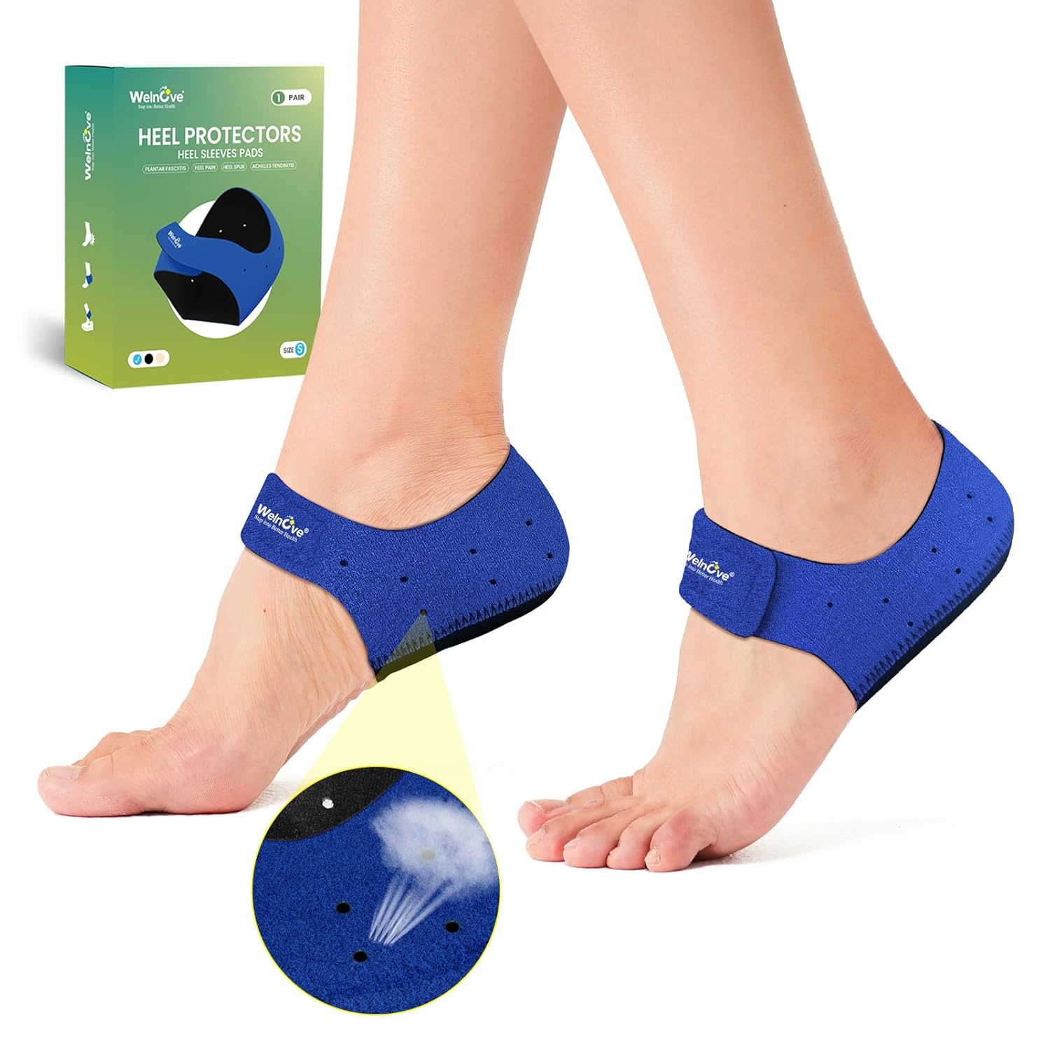 Heel Protector Cups for Women Shoes – Welnove Heel Inserts Pads for Plantar Fasciitis Relief, Heel Support Cushion for Heel Pain Heel Spur Achilles Tendinitis Dry Cracked Heels(W 4.5-9 / M 5-8)
