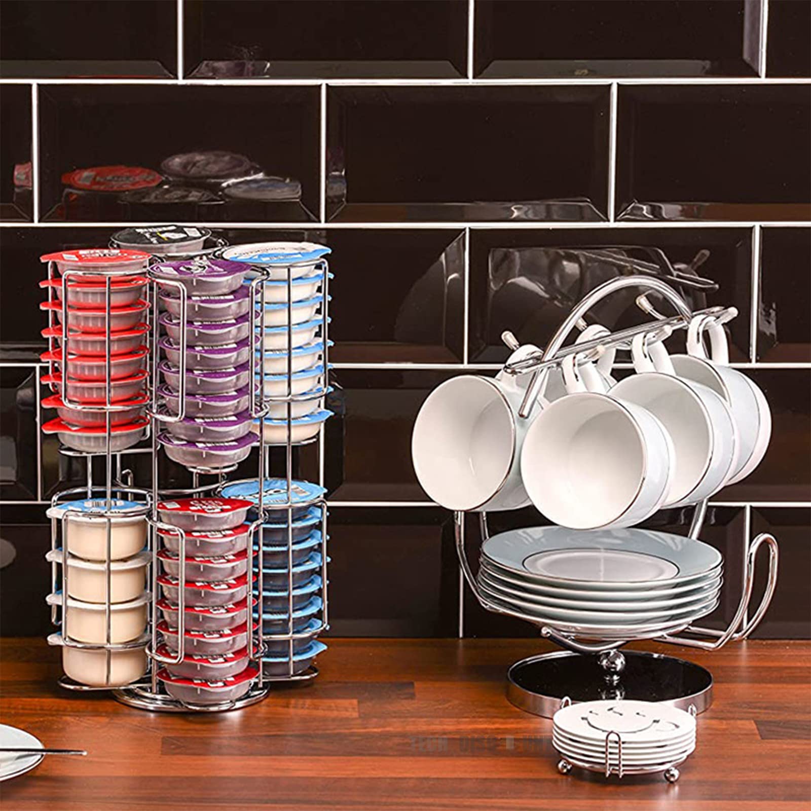 Porte Capsules Distributeur Café/Présentoir Rotatif 64 Pièces/Stockage de capsules