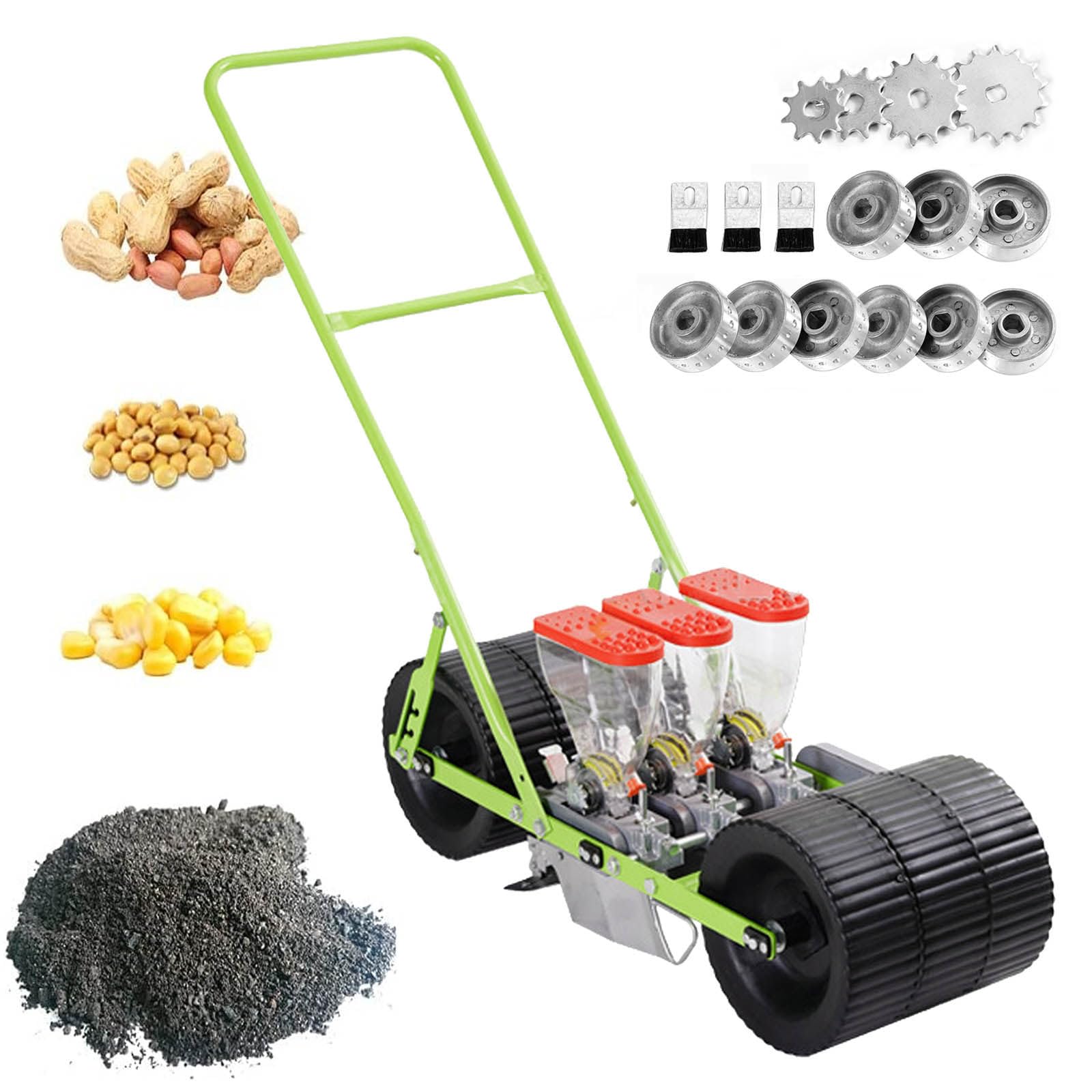 Semoir De Jardin Manuel, Planteur En Rangées Réglable - Profondeur 0-5cm + Espacement Des Rangées 6-12cm + Espacement Des Plantes 3-50cm, Outil De Semis Pour Graines De Légumes 2-10mm,3Row