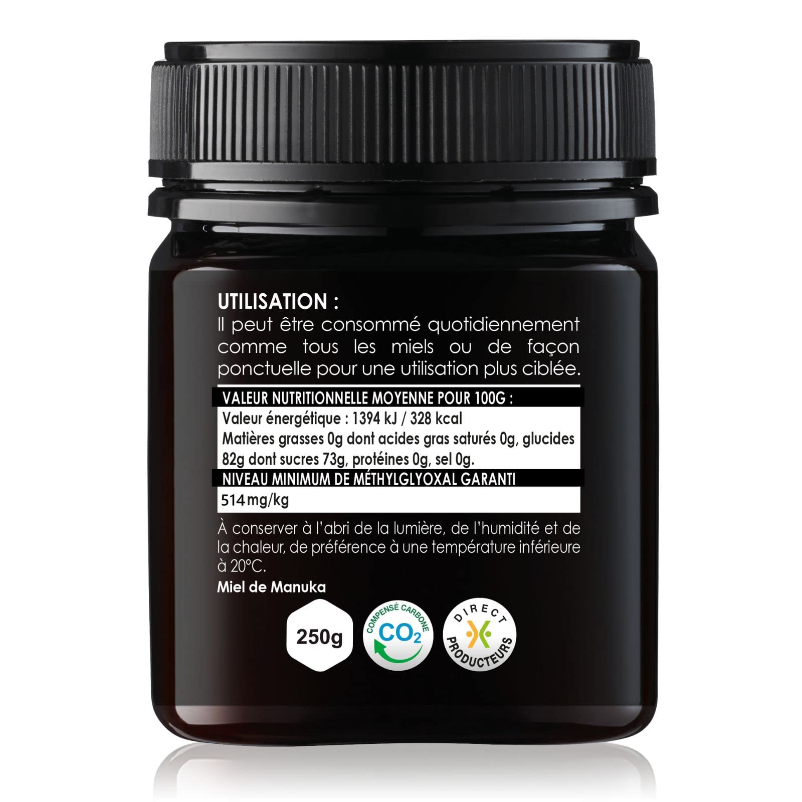 COMPTOIRS ET COMPAGNIES - Miel de Manuka Actif - IAA15+ (MGO514+) - Origine Nouvelle Zélande - 250g