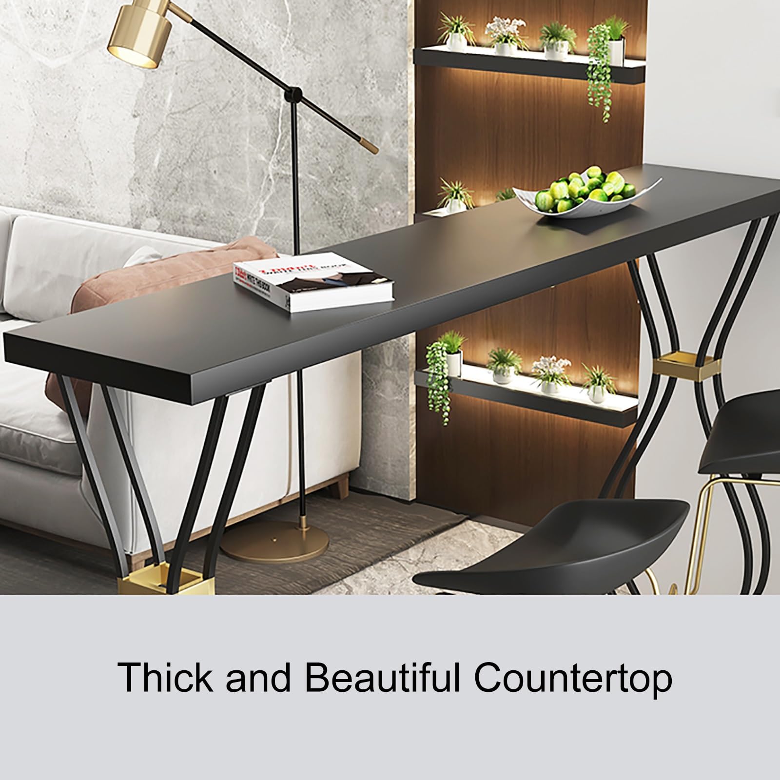 Mange Debout de Hauteur de Comptoir, Table Haute Cuisine, Table Bistrot, ilot Central Cuisine avec Base en Métal(Small)