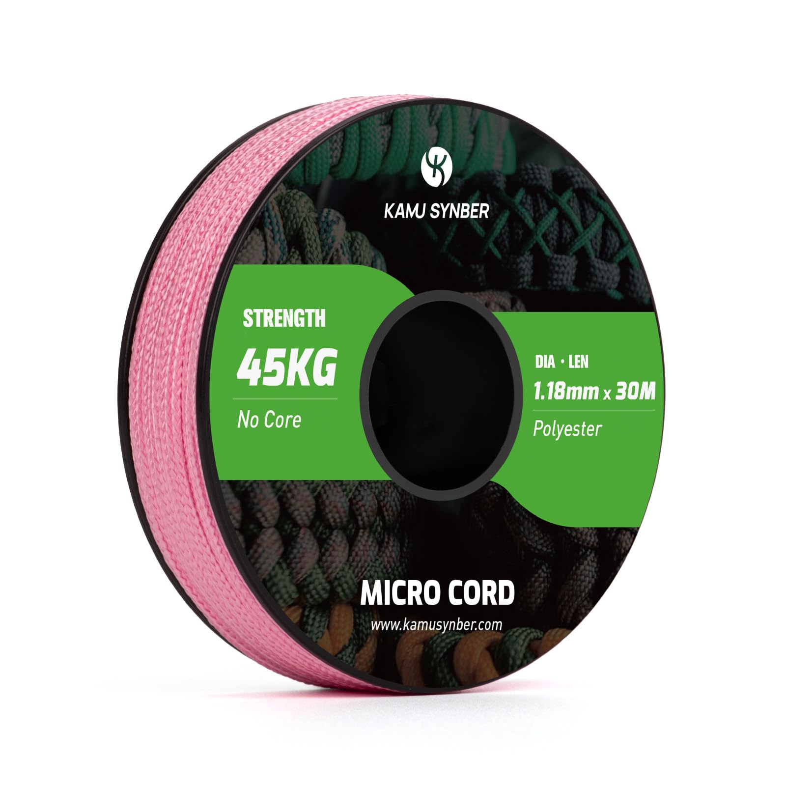 Kamu Synber Micro Cord 1.18mm Paracord Braided Rope 30m Spool for Bracelet, Crafting, Jewelry Making, Key Chains | Support 45kg | Rose Pink