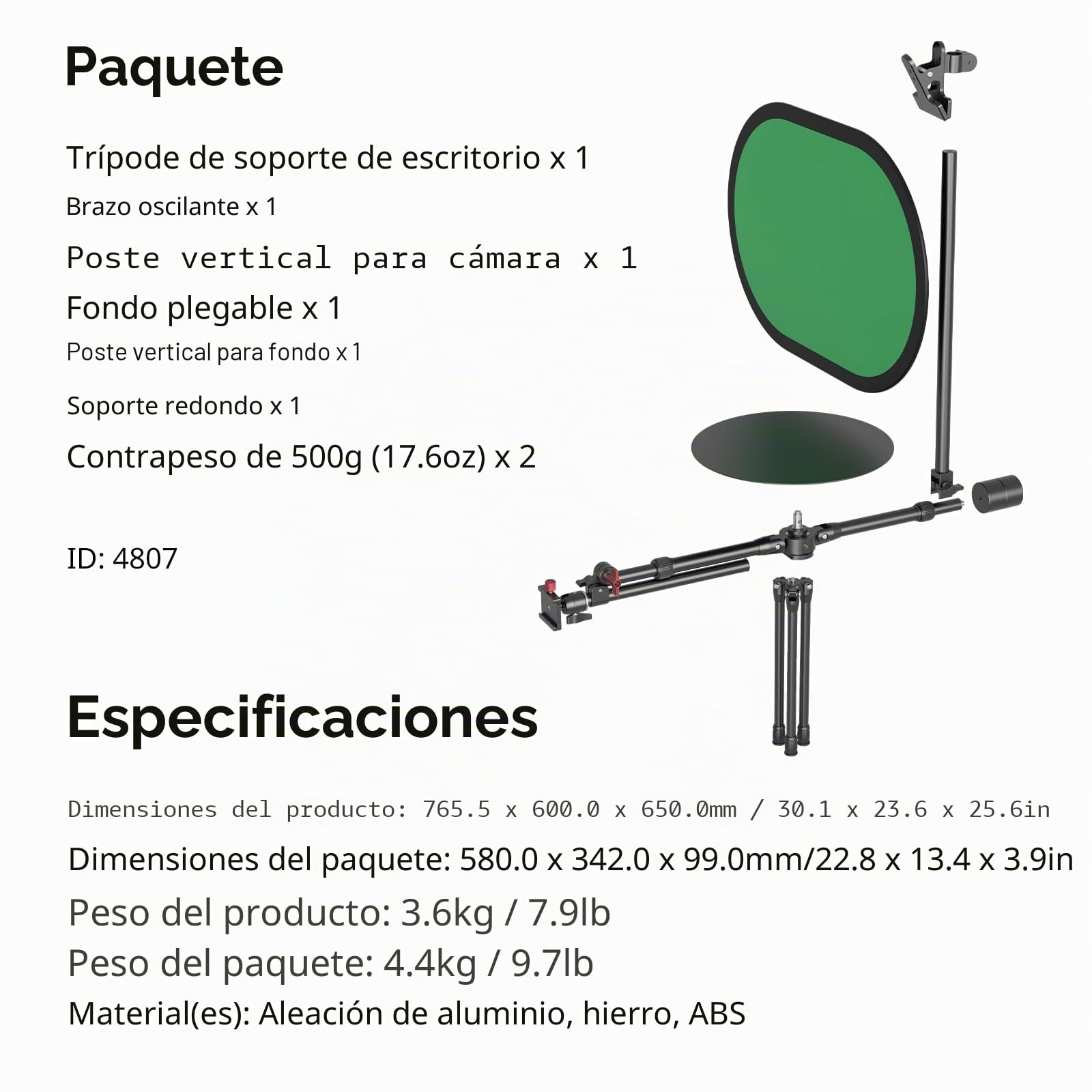 SMALLRIG Plataforma Giratoria para Fotografía de 360° de 12" Profesional, ángulo de Disparo Ajustable, Plataforma Giratoria de Video Portátil, con Placa QR para Arca - 4807