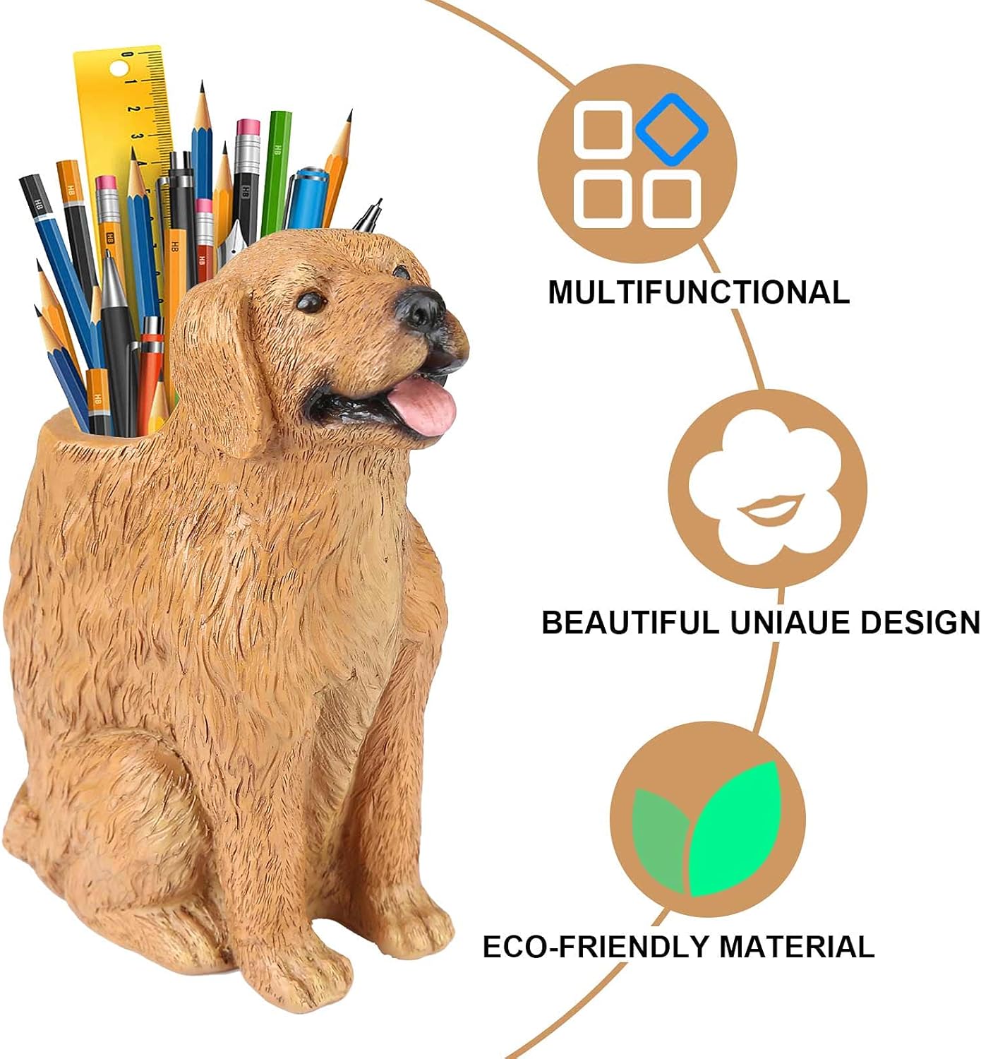 Pen Pencil Holder with Phone Stand, Resin Holder Desk Organizer Decoration for Office Desk Home Decorative (Dog) - Image 3