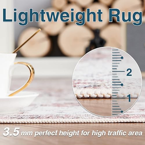 Miniatura 6 de jinchan Alfombra de pasillo de 2 x 7 pulgadas, lavable, vintage, para interiores, delgada, retro, envejecida, floral, campestre, ligera,