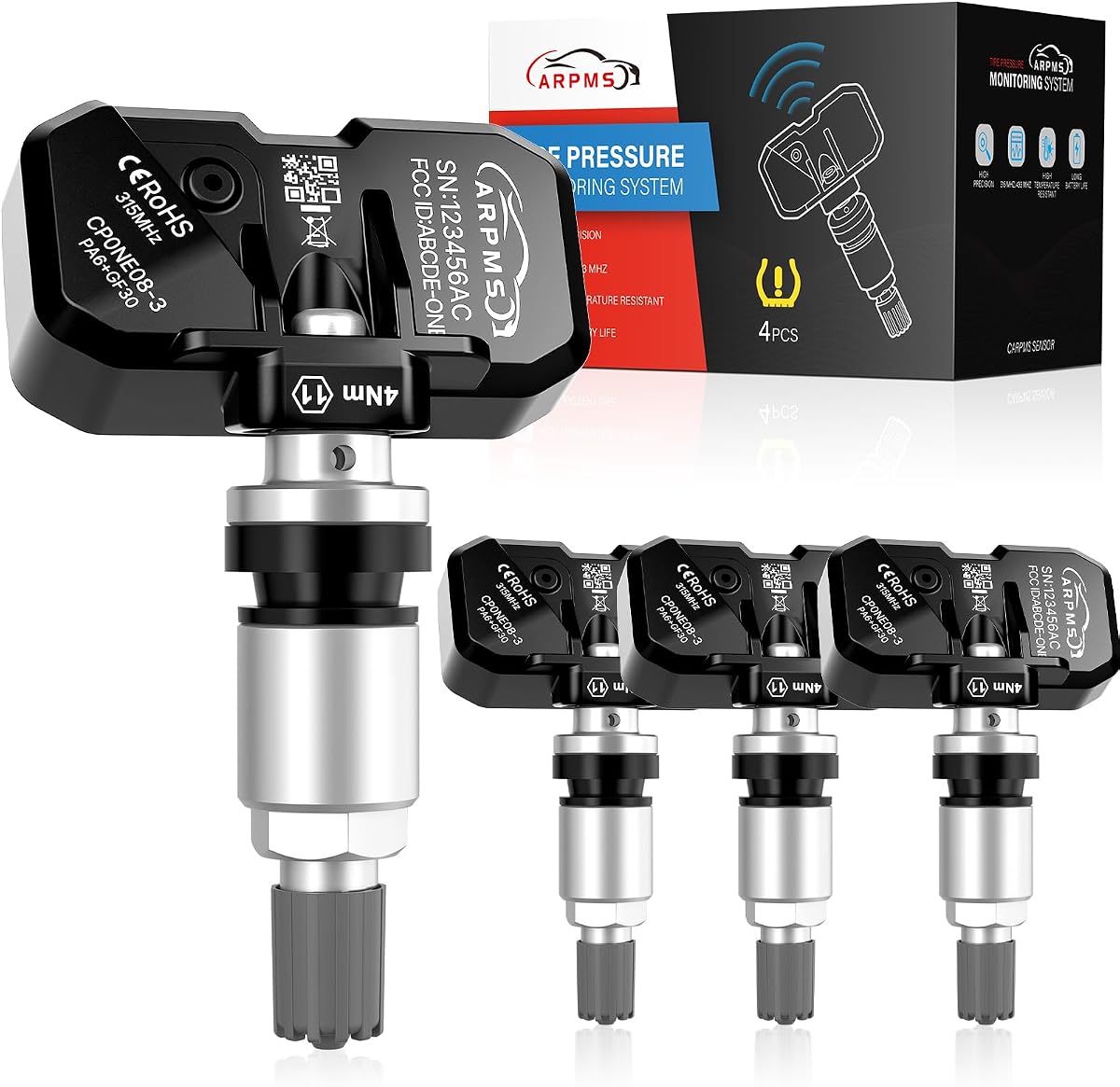 Pre-Programmed TPMS Sensor 315MHz 4-Pack for Toyota Tacoma Lexus Subaru | Toyota Tacoma 2016-2025,Camry 2014-2025,RAV4 Corolla 2019-2025,4Runner 2020-2025,Lexus RX LX GX Subaru Replace#4260702050