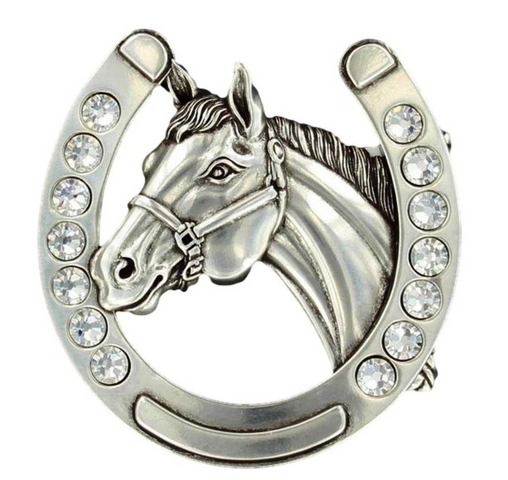 Nocona 37028 Horse Head in Horseshoe Buckle Silver