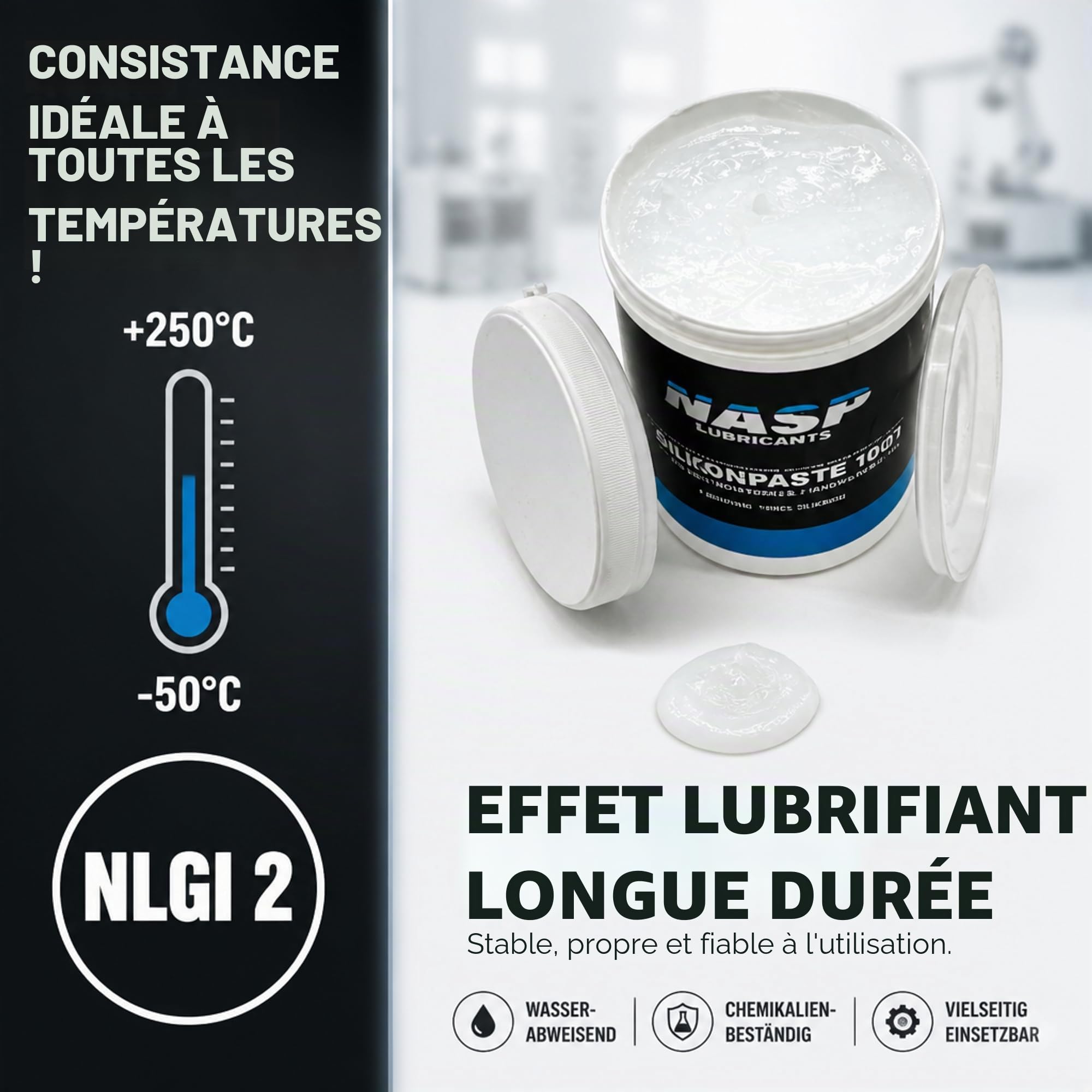 NASP Pâte silicone lubrifiante transparente 1 kg - Fabriqué en Allemagne