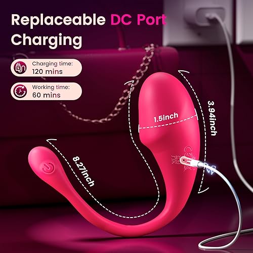 Miniatura 7 de ECRVOM Consolador vibrador portátil, juguetes sexuales con control de aplicación, vibradores de huevos con 10 vibraciones, recargable punto G,