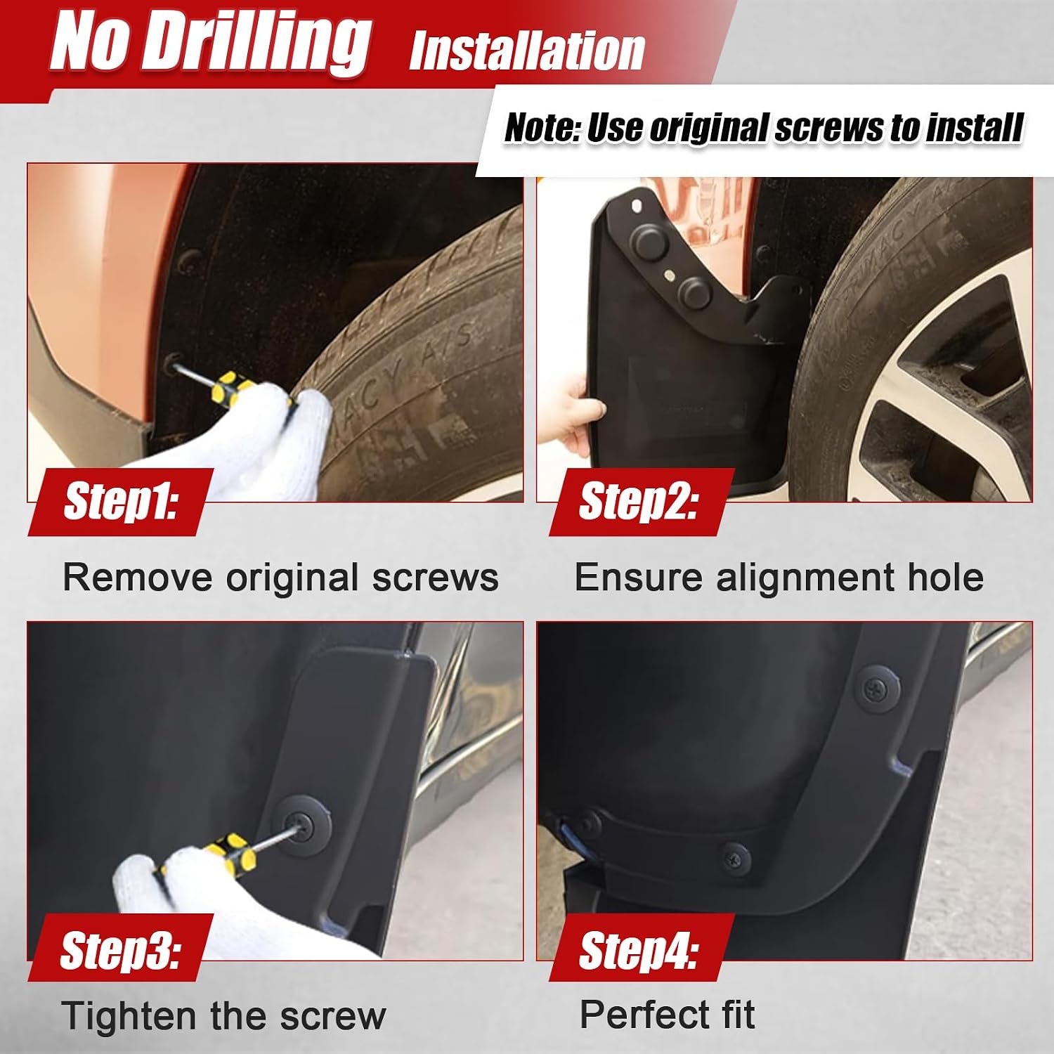 4pcs Mud Flaps Splash Guards Compatible with 2025 Toyota Tacoma Accessories Front and Rear Mud Guards No Drilling Fender Mudguards