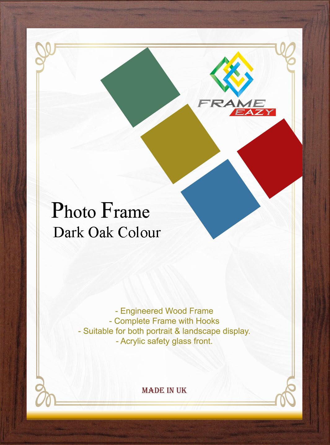 Wood Effect Photo Picture Frame Various Size Maxi Poster Frames Black Walnut Dark Oak (Dark Oak, 12" x 10" (30.48 x 25.4cm))