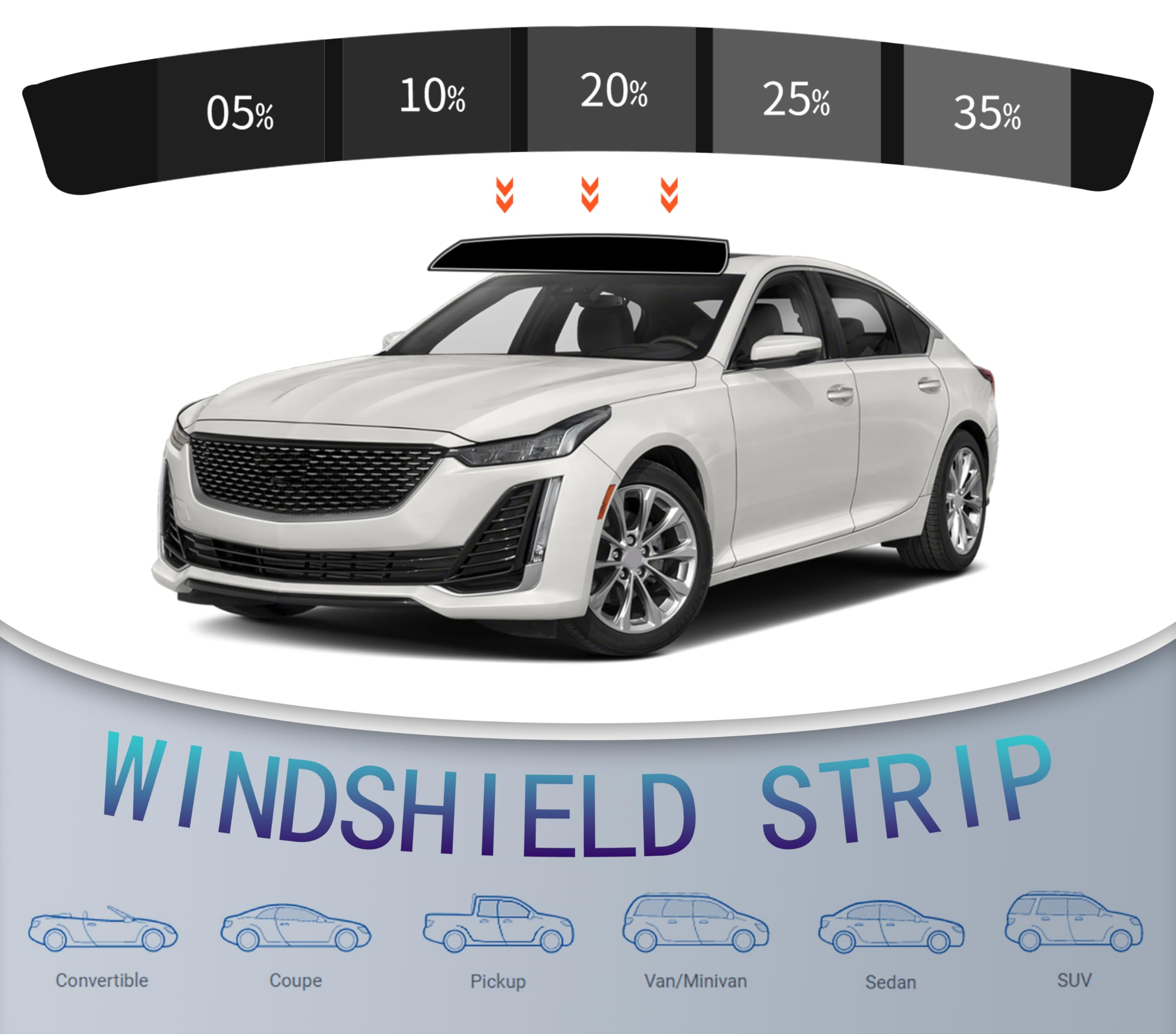 AUTOTEK Precut Windows Tint Film Windshield Strip Cars Sun Blocking Protection Privacy Anti Shatter Glass 2 Ply Computer Cut Any Tint Shade for Chevrolet Malibu 2016-2024