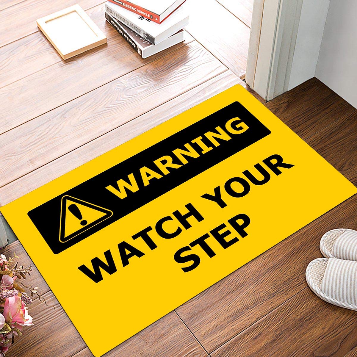 Joelmat Watch Your Step Entrance Non-Slip Indoor Rubber Door Mats for Front