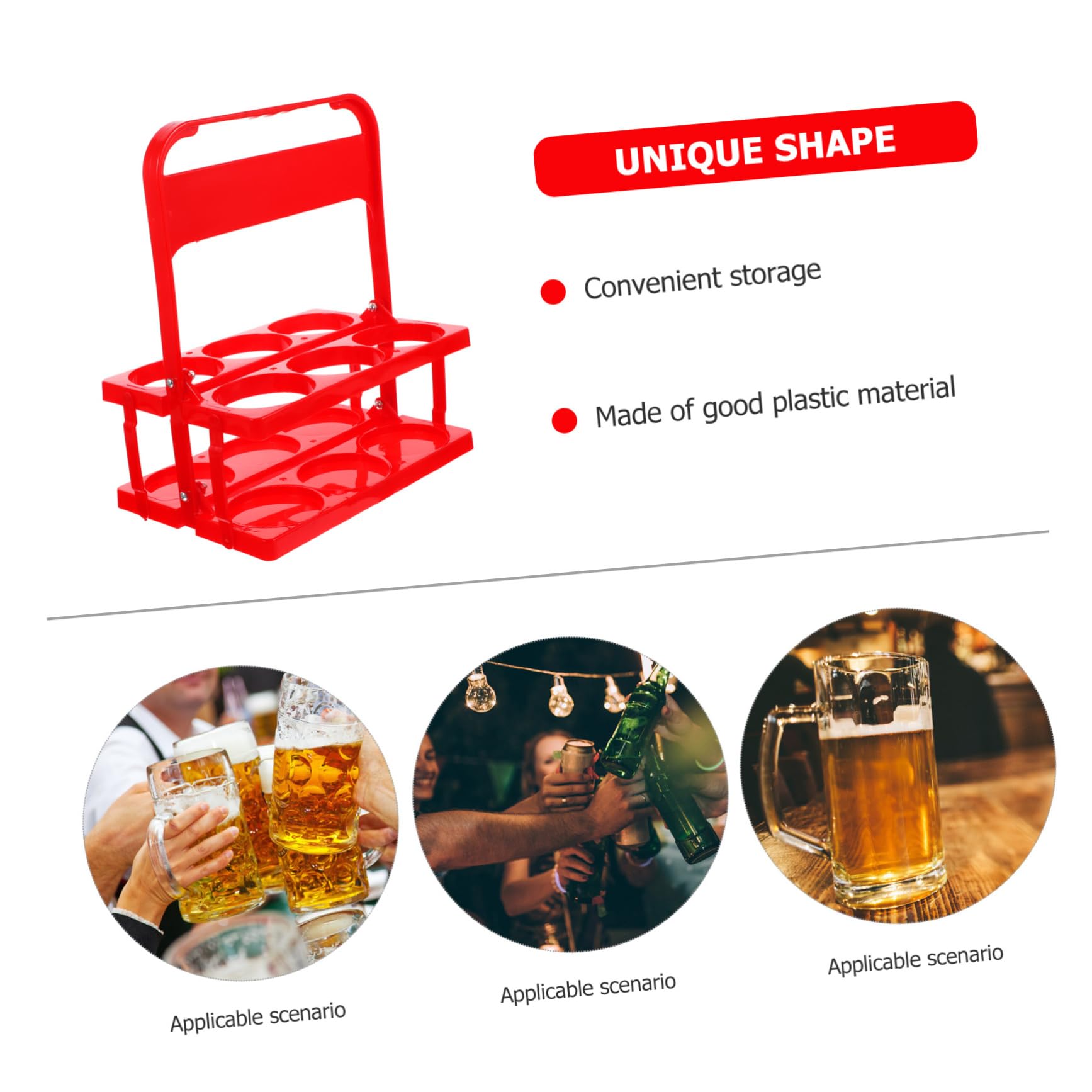 MOLUCKFU 1pc Portable Beer Holder for Bar Beer Carrying Holder Non-Skid Handle Beer Storage Basket Beer Holding Organizer Easy to Carry for Night Market