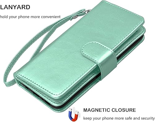 Miniatura 6 de NJJEX Funda tipo cartera para iPhone 11 PRO, para iPhone 11 PRO de 5.8 pulgadas, 9 ranuras para tarjetas Funda de piel sintética para tarjetas de