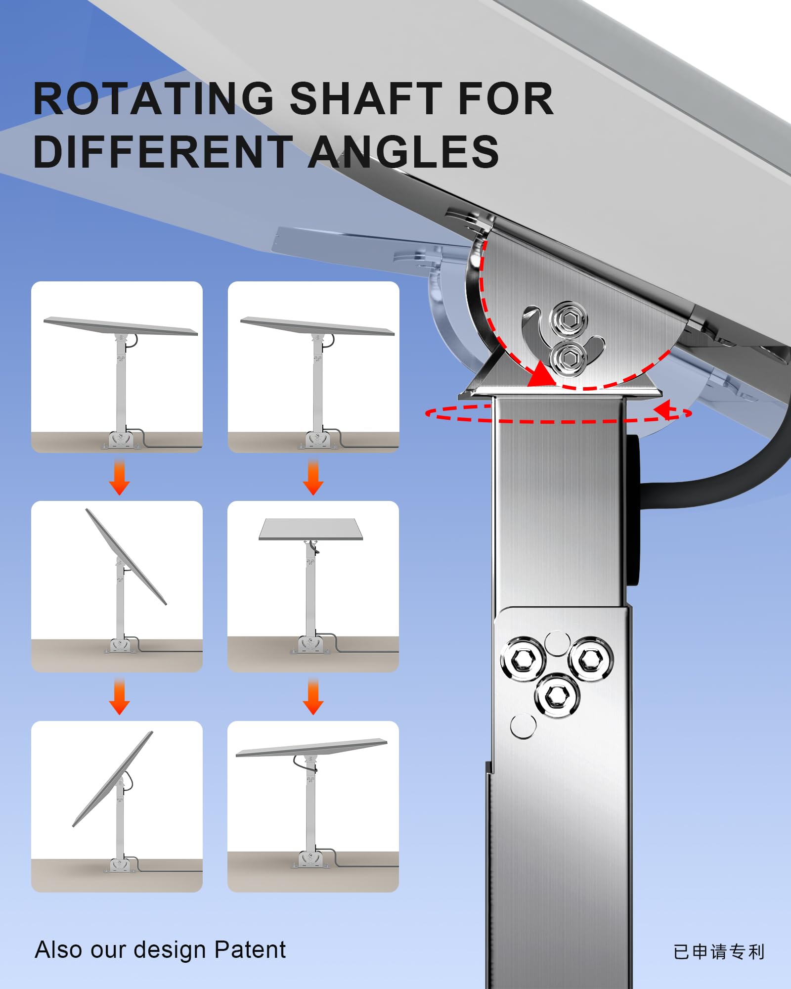 VANDESAIL Fit for Starlink Gen 3 Mount, All 304 Stainless Steel Fit for Starlink Wall/Pole/Roof Mount, Adjustable Mounting Kit Multiple Angles with Adapter, fit for V3 Starlink Standard Dish