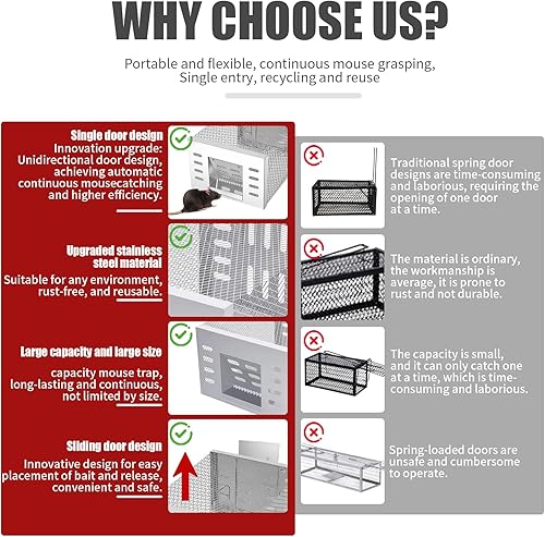 Miniatura 3 de Eaglever - Trampa para ratas, trampa para ratas Eaglever, trampa automática de acero inoxidable, trampa automática para ratas, trampa automática