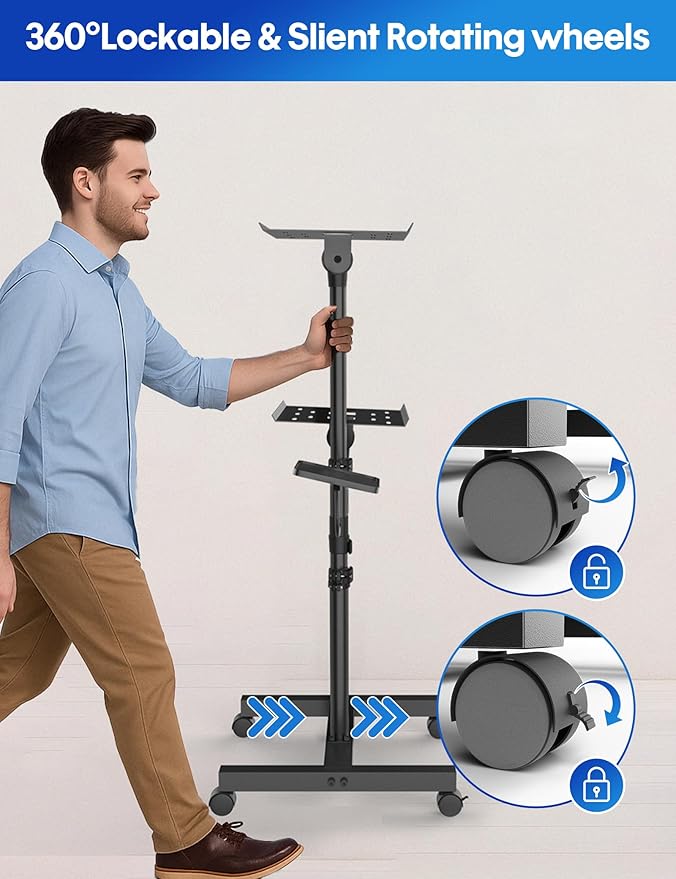 Soporte para proyector y laptop con ruedas, ajustable hasta 47 pulgadas miniatura 4