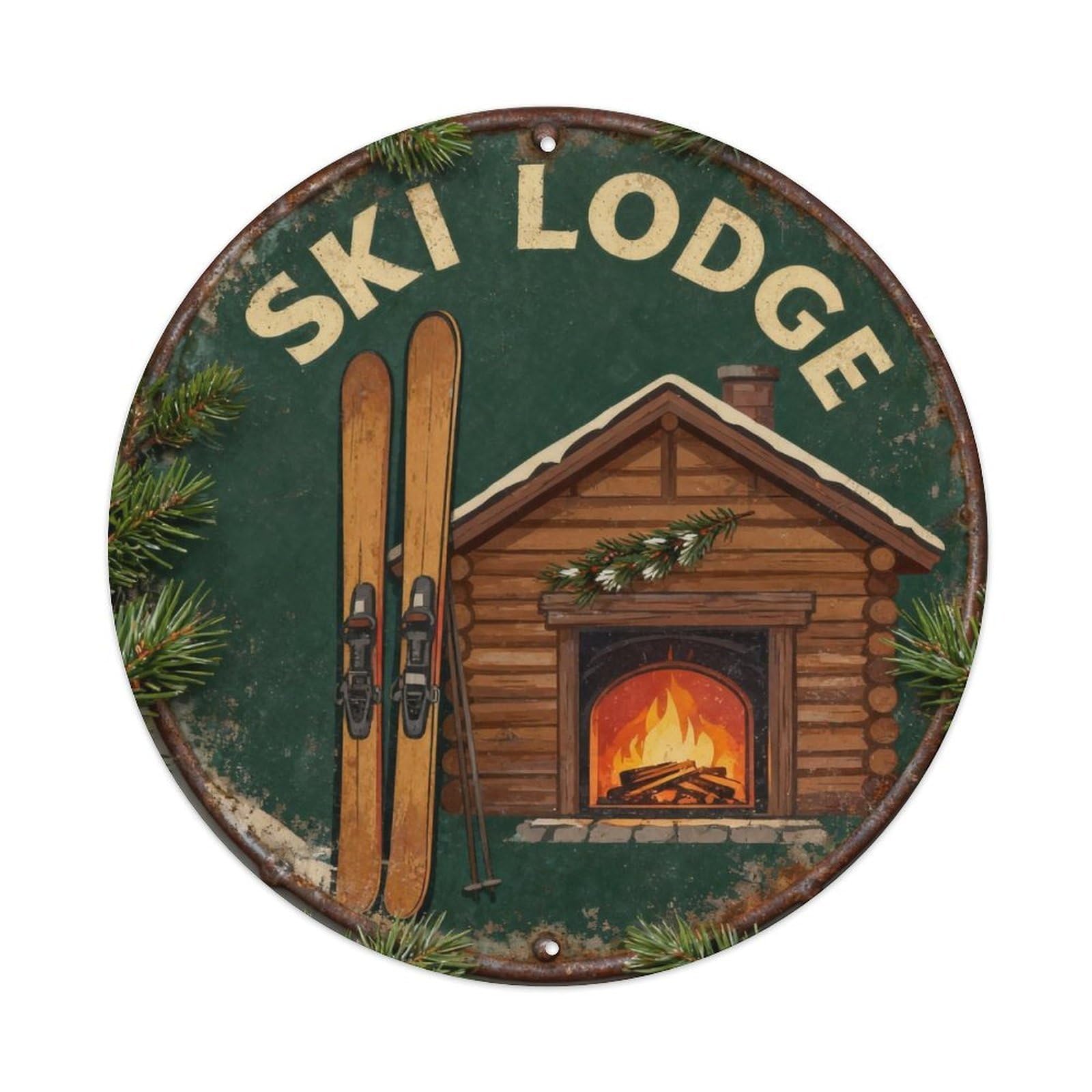 Ski Lodge Metal Tin Sign Plaque