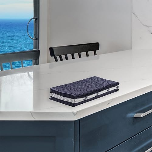 Miniatura 4 de Nautica Juego de 3 toallas de cocina 100% algodón, 18 x 28 pulgadas, paños de limpieza reutilizables superabsorbentes, paños de cocina, toallas de