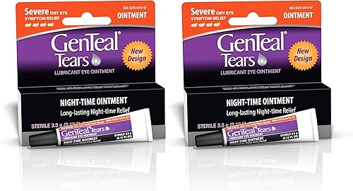 Genteal Tears Ungüento nocturno de 0.12 oz, transparente, 0.12 onzas líquidas (paquete de 2)