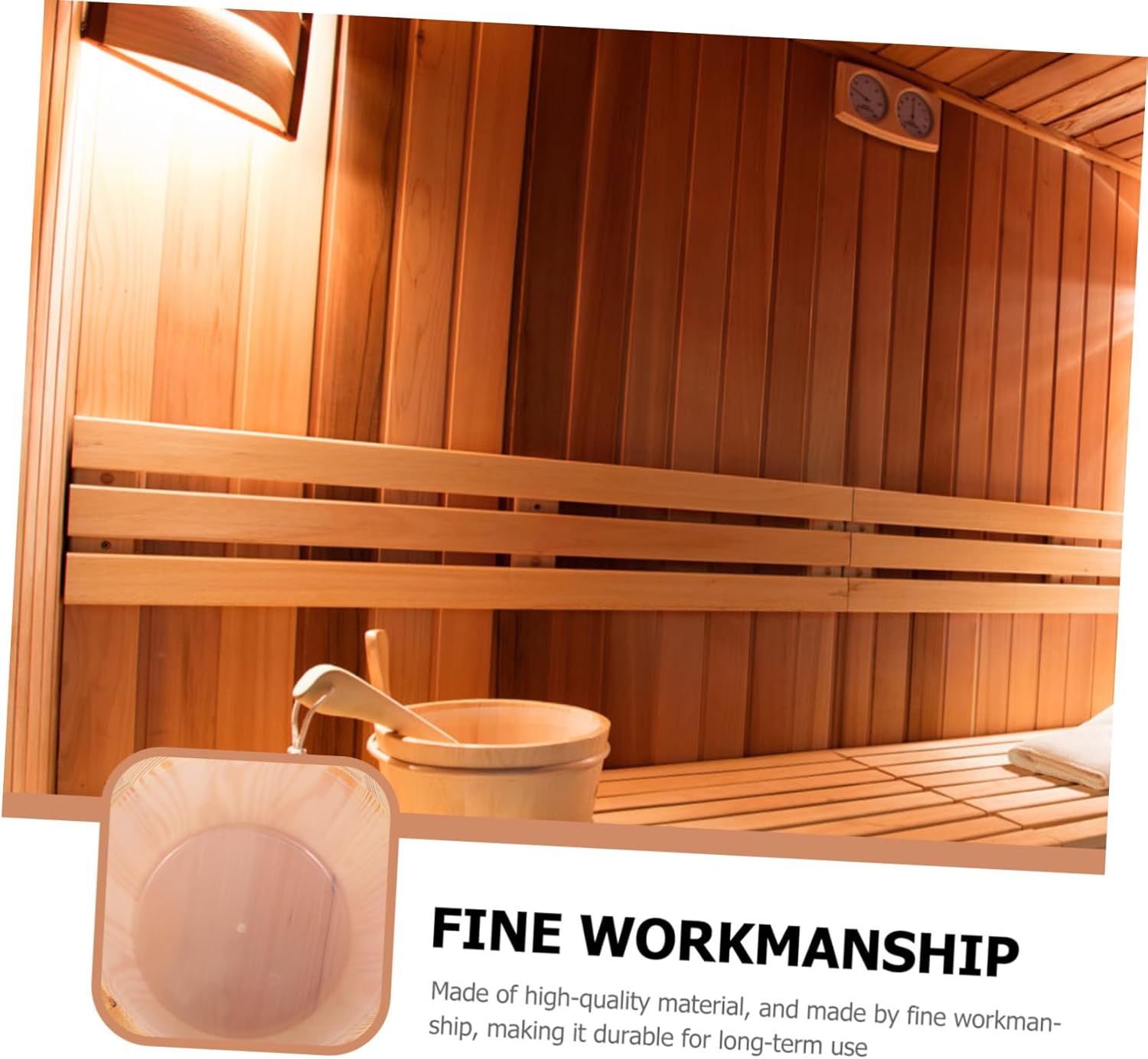 VICASKY 1 Set Wooden Bucket Wooden Spoon Spa Sauna Kit Bath Bucket Sauna Pail Bathroom Bath Kits Light Accessories Spoon Wood Yellow