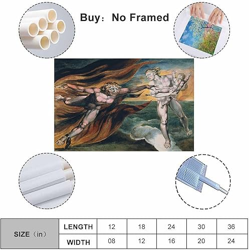 Miniatura 2 de William Blake ArtWork - Póster impreso con los ángeles buenos y malvados, decoración del hogar, arte de pared, impresión para dormitorio, pinturas