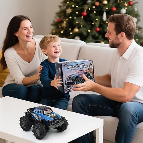 Miniatura 9 de Carro de control remoto impermeable Monster Truck Gesture, 4WD anfibio controlado a mano, juguete de control remoto para niños, vehículo todoterreno