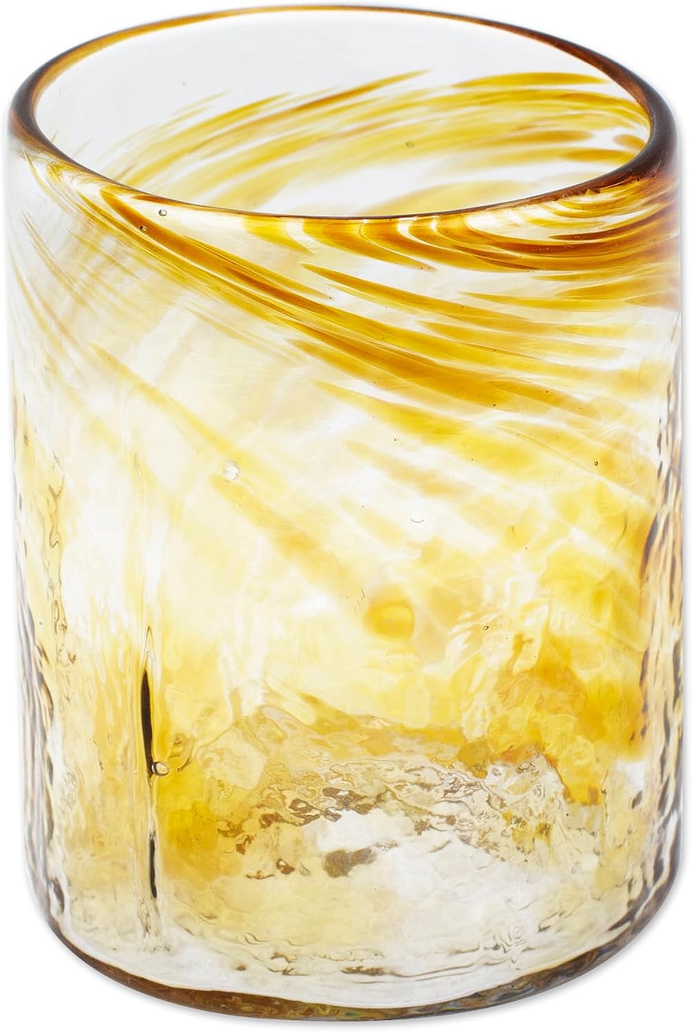 NOVICA Garden Relaxation In Amber Juice Glasses Drinkware From Mexico 'Garden Relaxation In Amber'