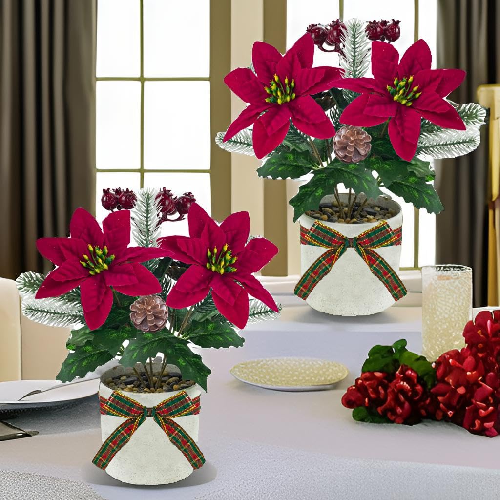 Künstliche Weihnachtssterne, kleine rote Weihnachtssterne, Tischdekoration, Mini-Weihnachtsdekoration, für den Kaminsims, Zuhause, Büro, Weihnachten, Urlaub, Innendekoration, 4 Stück