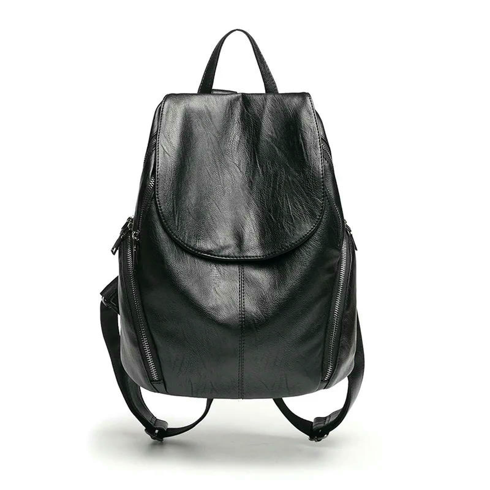 Xynm Women's Black Backpack ’S Genuine Leather Waterproof High Capacity School Travel Bag