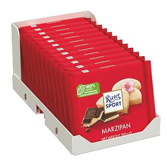 Ritter Sport Dark Chocolate with Marzipan 100g Pack of 12